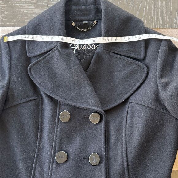 Guess Women's Elegant Black Wool Blend Peacoat Mid-Length Lined Coat Size S EUC - Picture 5 of 15